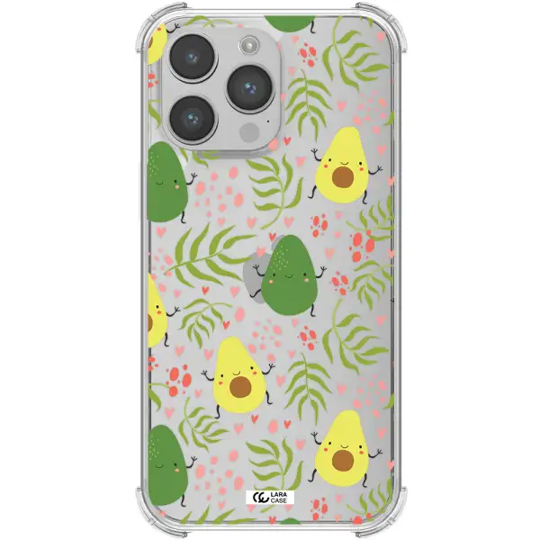 a pattern of avocado and leaves Apple iPhone 14 pro Clear PC Case