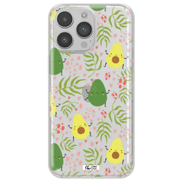 a pattern of avocado and leaves Apple iPhone 14 pro max Clear TPU Case