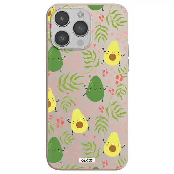 a pattern of avocado and leaves Apple iPhone 14 pro max Silicone Stone Case