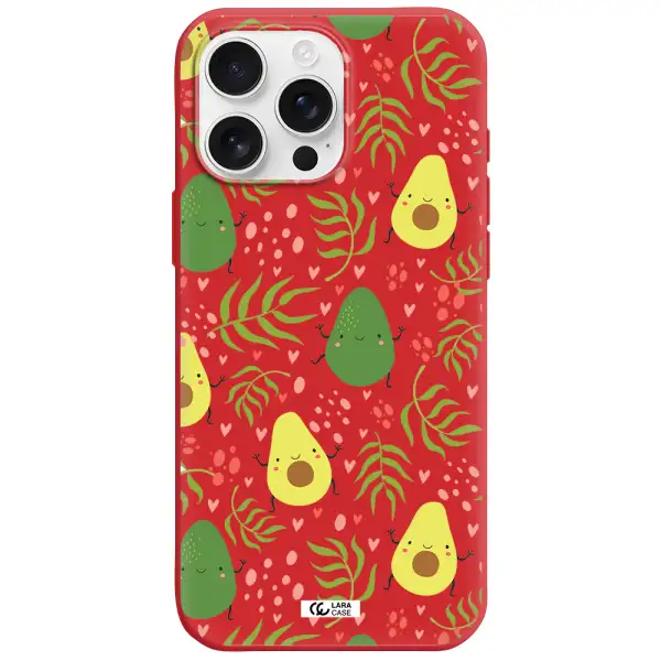 A Pattern Of Avocado And Leaves Apple Iphone 16 Pro Max Silicone Stone Case