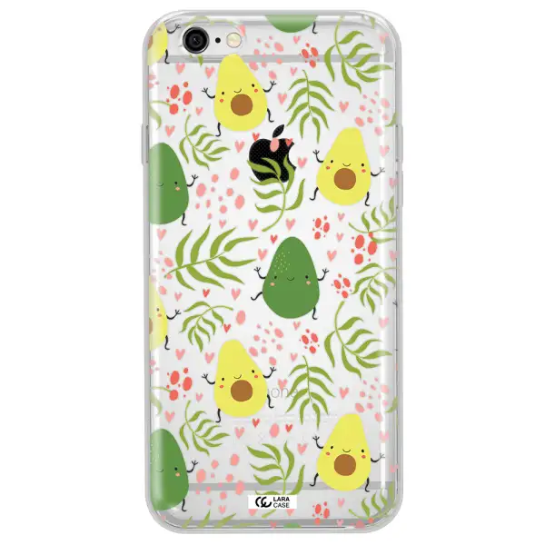 a pattern of avocado and leaves Apple iPhone 6 plus Clear TPU Case