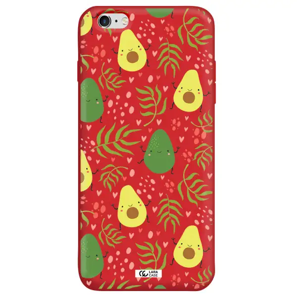 a pattern of avocado and leaves Apple iPhone 6 plus Silicone Imperial Red Case