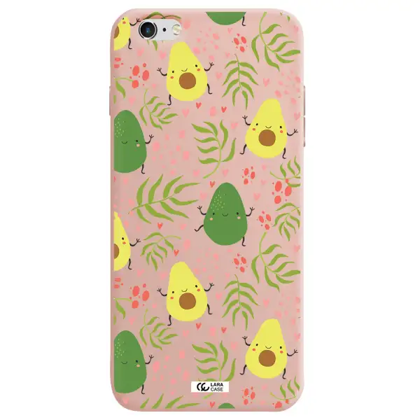 a pattern of avocado and leaves Apple iPhone 6 plus Silicone pastel pink Case