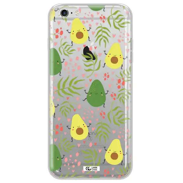 a pattern of avocado and leaves Apple iPhone 6 s plus Clear TPU Case