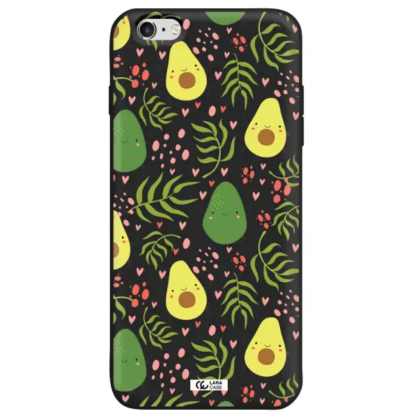 a pattern of avocado and leaves Apple iPhone 6 s plus Silicone black Case