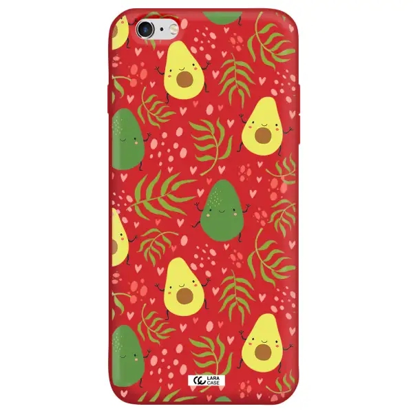 a pattern of avocado and leaves Apple iPhone 6 s plus Silicone Imperial Red Case