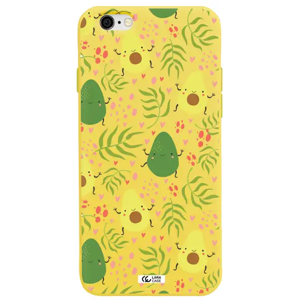 a pattern of avocado and leaves Apple iPhone 6 Silicone canary yellow Case