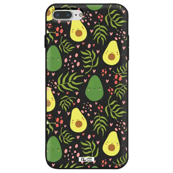 a pattern of avocado and leaves Apple iPhone 7 plus Silicone black Case