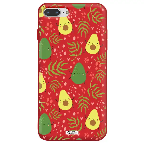 a pattern of avocado and leaves Apple iPhone 7 plus Silicone Imperial Red Case