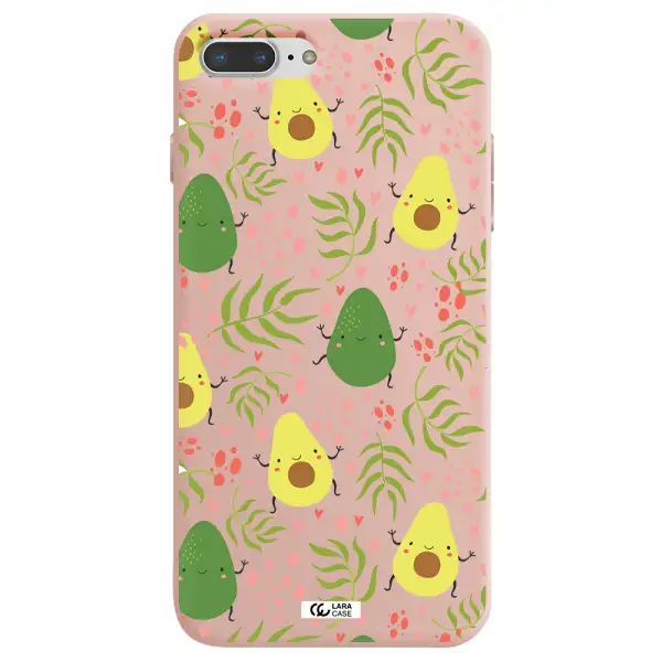 a pattern of avocado and leaves Apple iPhone 7 plus Silicone pastel pink Case