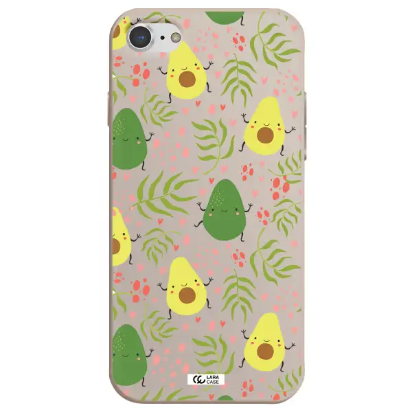 a pattern of avocado and leaves Apple iPhone 7 Silicone Stone Case