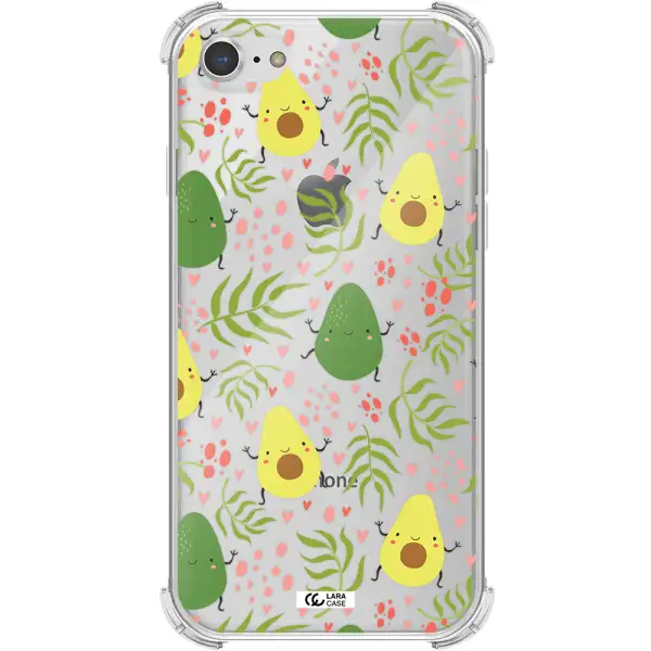 a pattern of avocado and leaves Apple iPhone 8 Clear PC Case