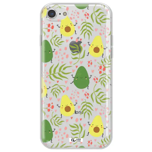 a pattern of avocado and leaves Apple iPhone 8 Clear TPU Case