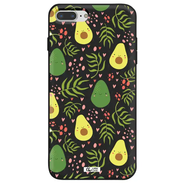 a pattern of avocado and leaves Apple iPhone 8 plus Silicone black Case
