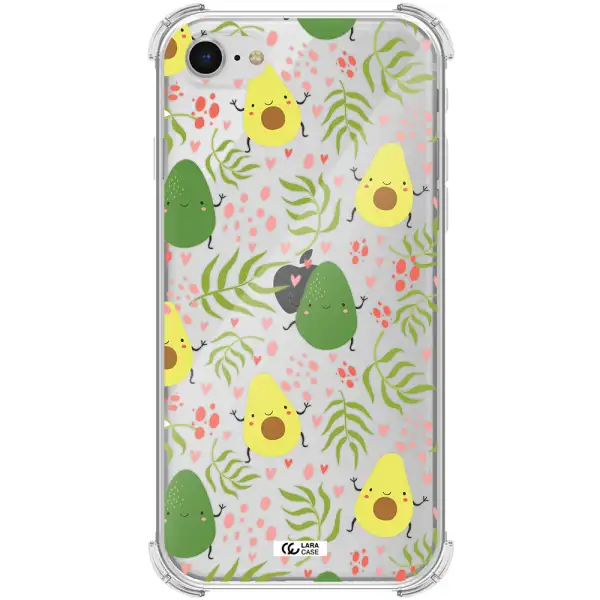 a pattern of avocado and leaves Apple iPhone se 2020 Clear PC Case