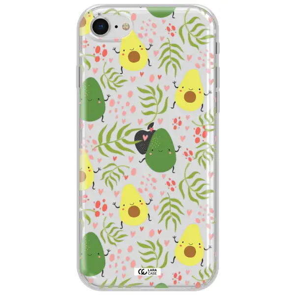 A Pattern Of Avocado And Leaves Apple Iphone Se 2020 Clear Tpu Case