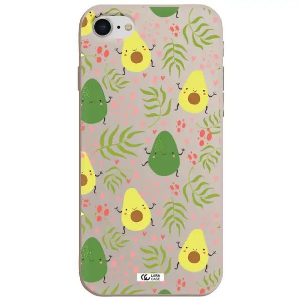 a pattern of avocado and leaves Apple iPhone se 2020 Silicone Stone Case