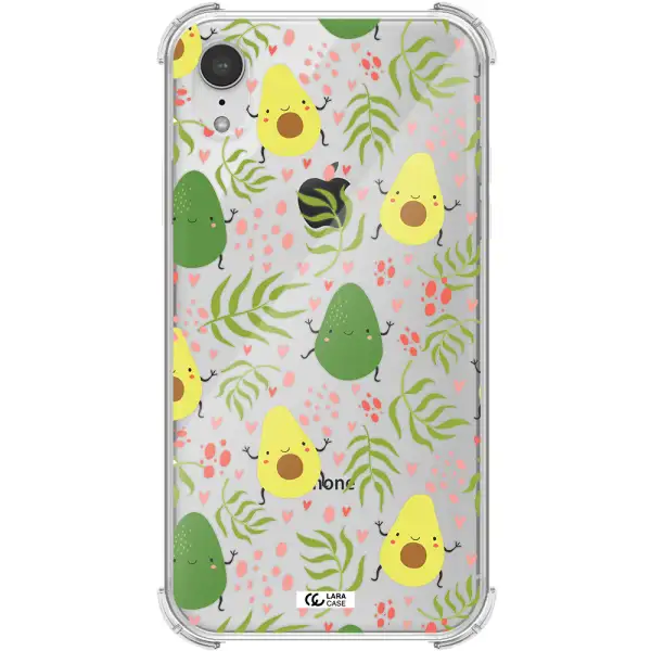 a pattern of avocado and leaves Apple iPhone XR Clear PC Case