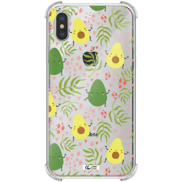 a pattern of avocado and leaves Apple iPhone XS Clear PC Case