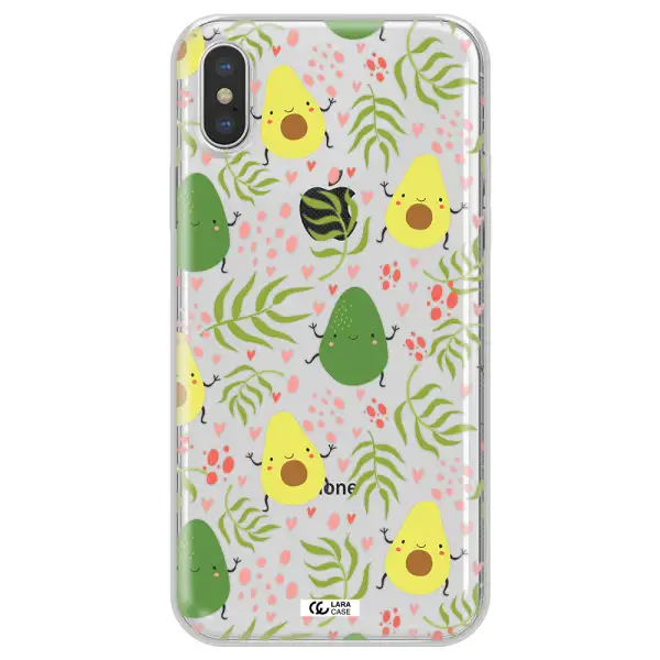 a pattern of avocado and leaves Apple iPhone XS max Clear TPU Case