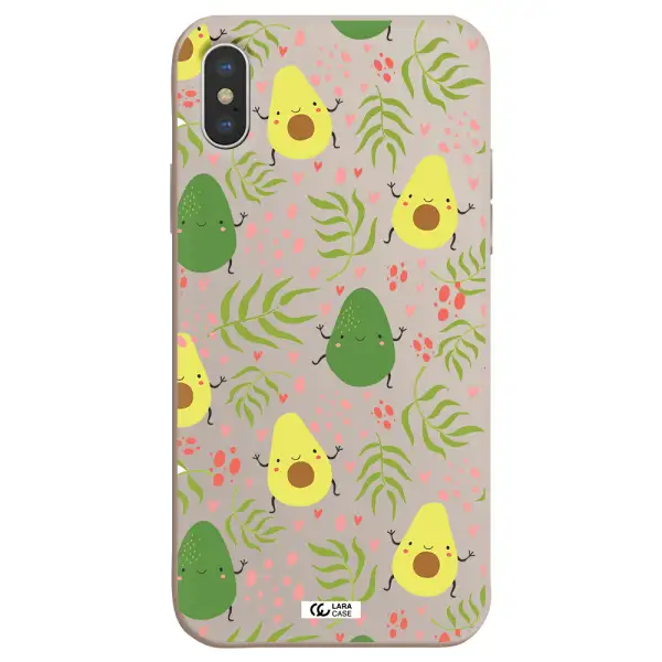 a pattern of avocado and leaves Apple iPhone XS max Silicone Stone Case