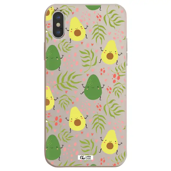 a pattern of avocado and leaves Apple iPhone XS Silicone Stone Case