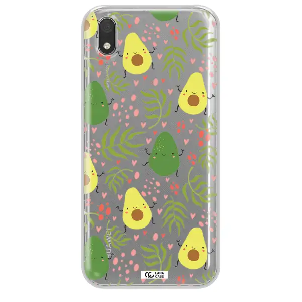 a pattern of avocado and leaves Huawei Honor 8S Clear TPU Case