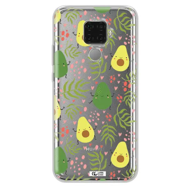 a pattern of avocado and leaves Huawei Mate 30 Lite Clear TPU Case
