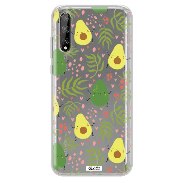 a pattern of avocado and leaves Huawei P Smart S Clear TPU Case