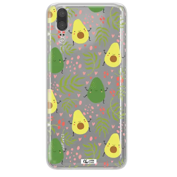 a pattern of avocado and leaves Huawei P20 Clear TPU Case
