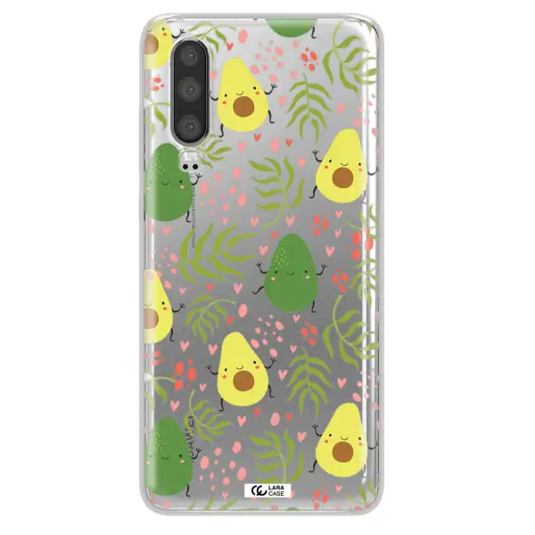 a pattern of avocado and leaves Huawei P30 Clear TPU Case