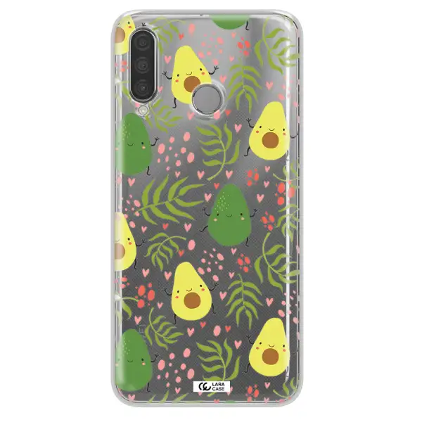 a pattern of avocado and leaves Huawei P30 Lite Clear TPU Case