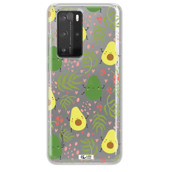 a pattern of avocado and leaves Huawei P40 Pro Clear TPU Case