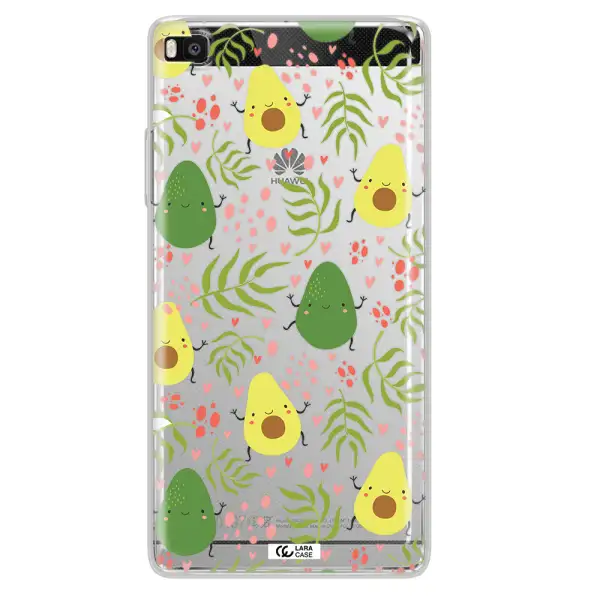 a pattern of avocado and leaves Huawei P8 Clear TPU Case