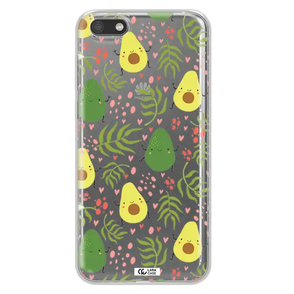 a pattern of avocado and leaves Huawei Y5 2018 Clear TPU Case
