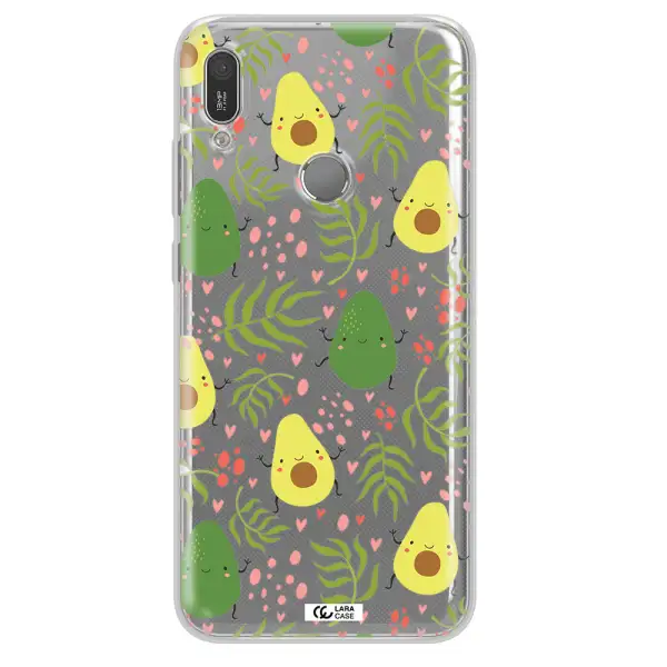 a pattern of avocado and leaves Huawei Y6 2019 Clear TPU Case