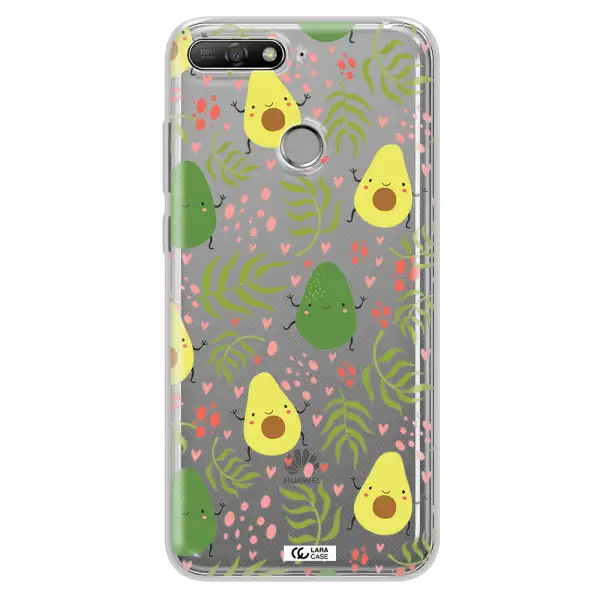 a pattern of avocado and leaves Huawei Y6 Prime 2018 Clear TPU Case