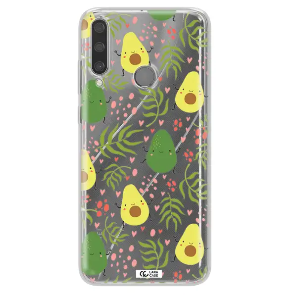 a pattern of avocado and leaves Huawei Y6P Clear TPU Case
