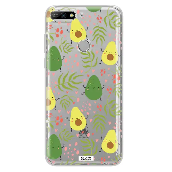 a pattern of avocado and leaves Huawei Y7 2018 Clear TPU Case
