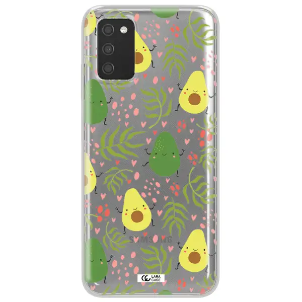a pattern of avocado and leaves Samsung A03S Clear TPU Case