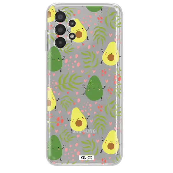a pattern of avocado and leaves Samsung A13 Clear TPU Case