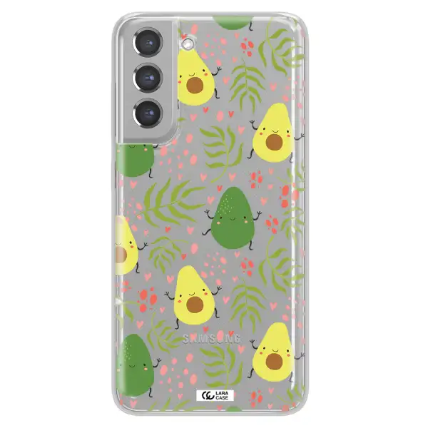 a pattern of avocado and leaves Samsung A21 Fe Clear TPU Case