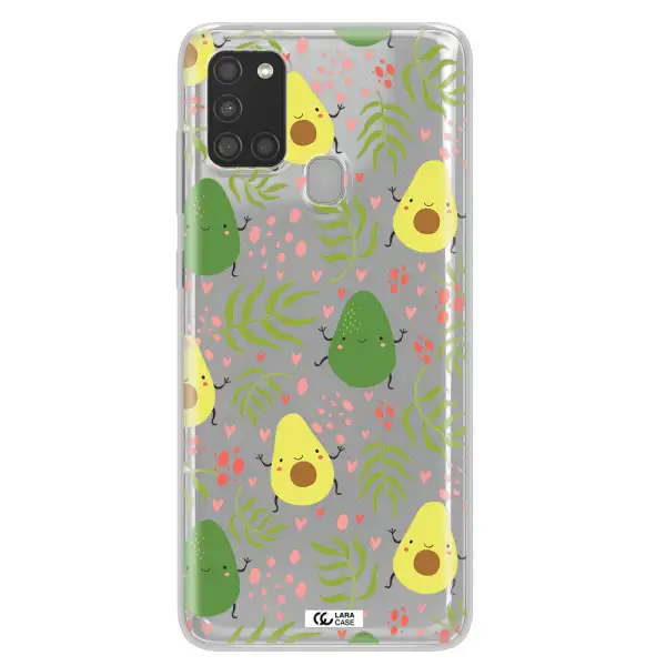 a pattern of avocado and leaves Samsung A21S Clear TPU Case