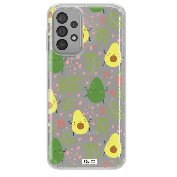 a pattern of avocado and leaves Samsung A23 Clear TPU Case
