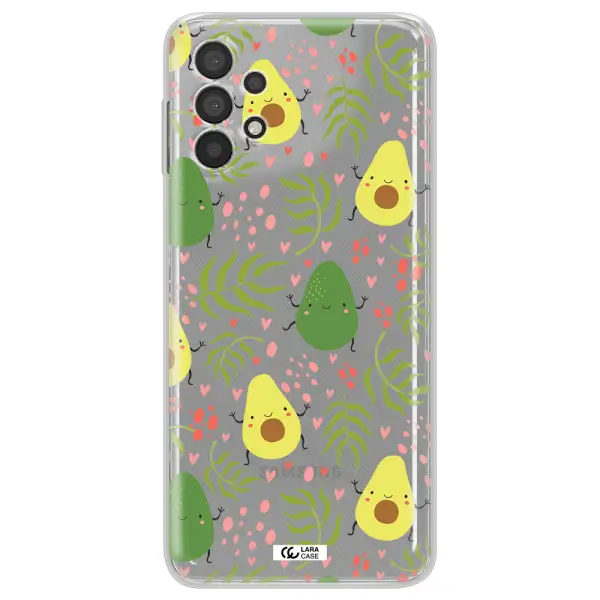 a pattern of avocado and leaves Samsung A32 Clear TPU Case