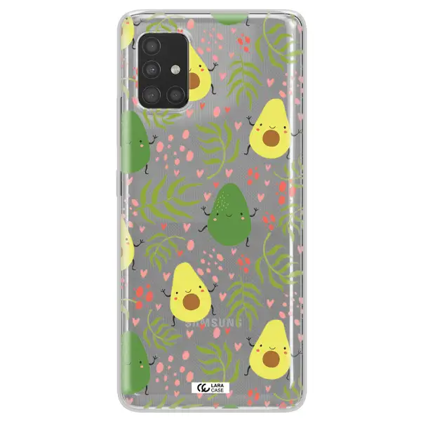 a pattern of avocado and leaves Samsung A51 Clear TPU Case