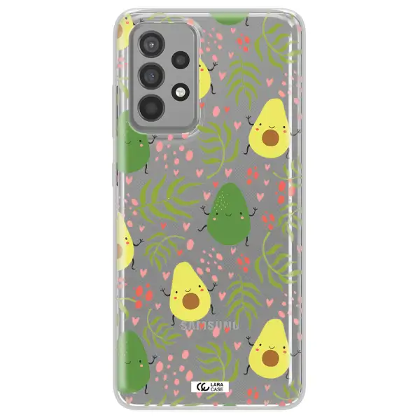 a pattern of avocado and leaves Samsung A52 Clear TPU Case