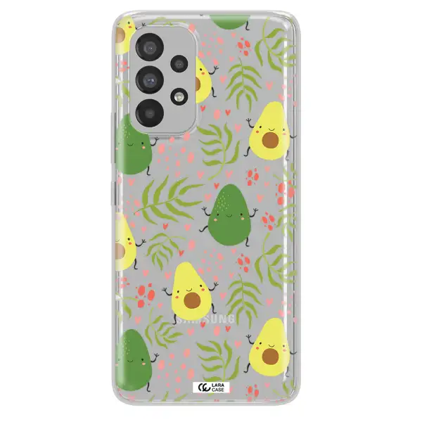 a pattern of avocado and leaves Samsung A53 Clear TPU Case