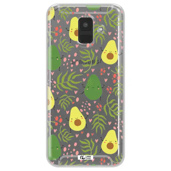 a pattern of avocado and leaves Samsung A6 Clear TPU Case