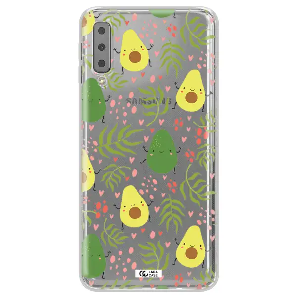 a pattern of avocado and leaves Samsung A7 2018 Clear TPU Case
